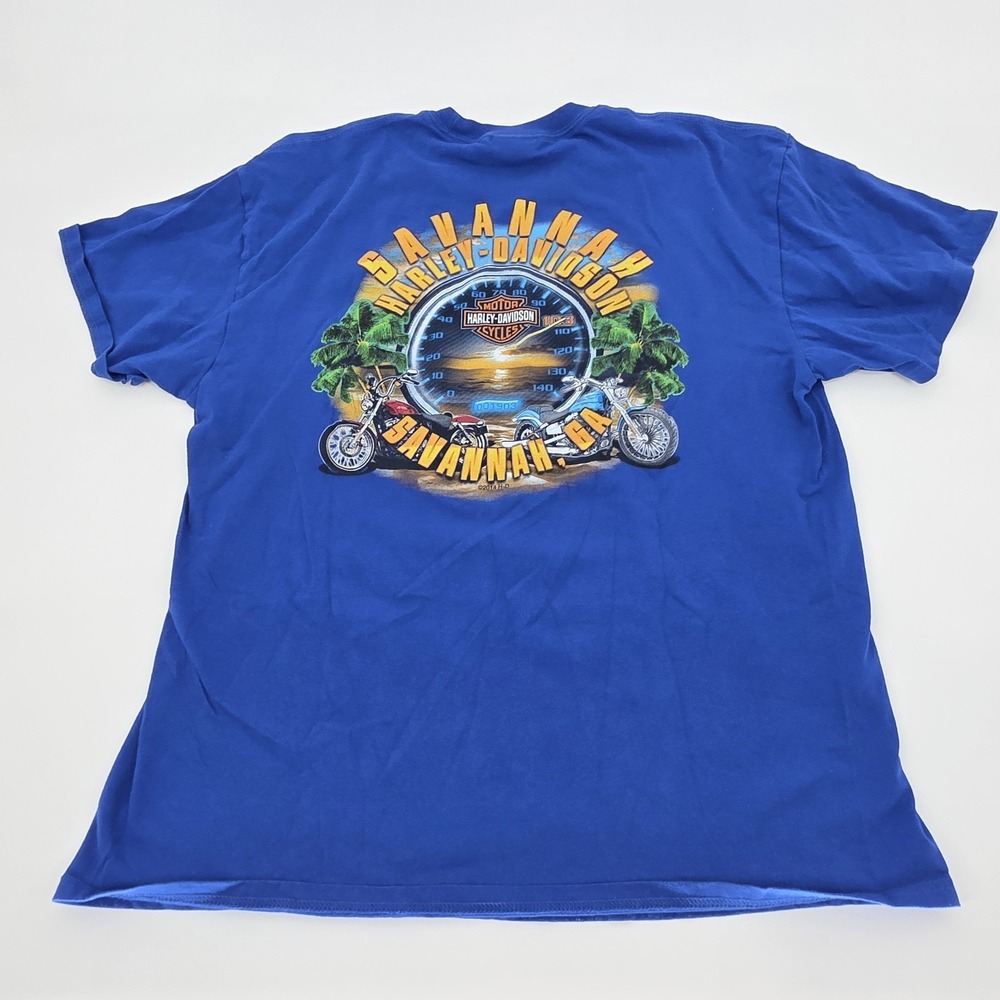 Harley Davidson Savannah GA T Shirt Mens XL Biker Motorcycle Blue Moto Classic - Picture 2 of 7